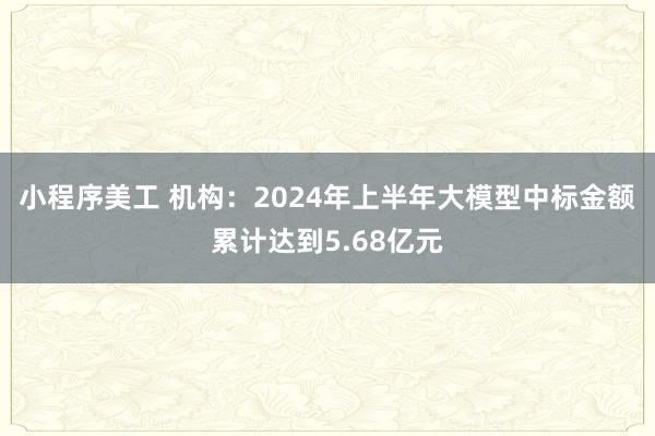 小程序美工 机构：2024年上半年大模型中标金额累计达到5.68亿元