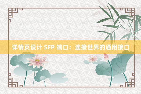 详情页设计 SFP 端口：连接世界的通用接口