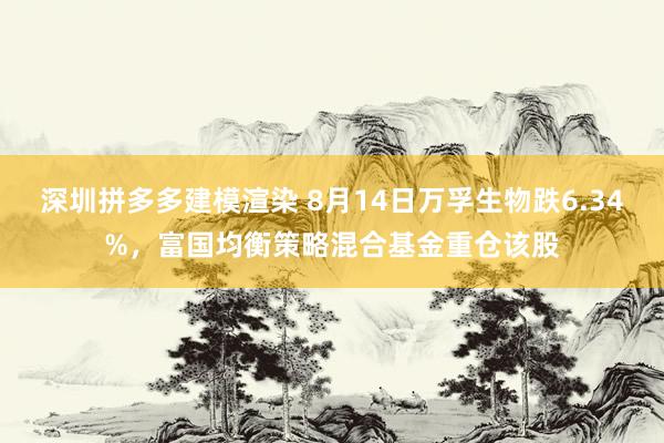 深圳拼多多建模渲染 8月14日万孚生物跌6.34%，富国均衡策略混合基金重仓该股