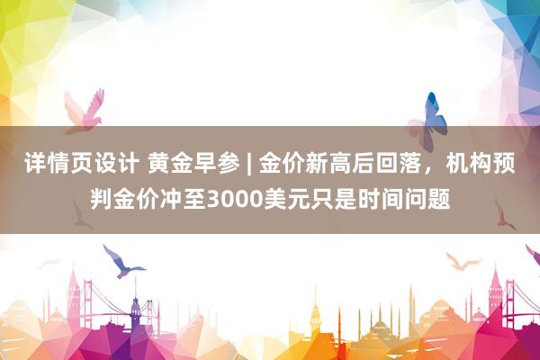 详情页设计 黄金早参 | 金价新高后回落，机构预判金价冲至3000美元只是时间问题