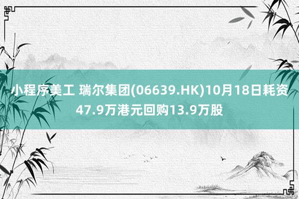 小程序美工 瑞尔集团(06639.HK)10月18日耗资47.9万港元回购13.9万股